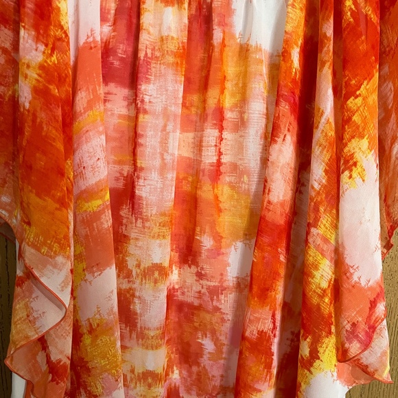 Cato Women’s Orange Multi Flutter Summer Top Size-L - Picture 2 of 5